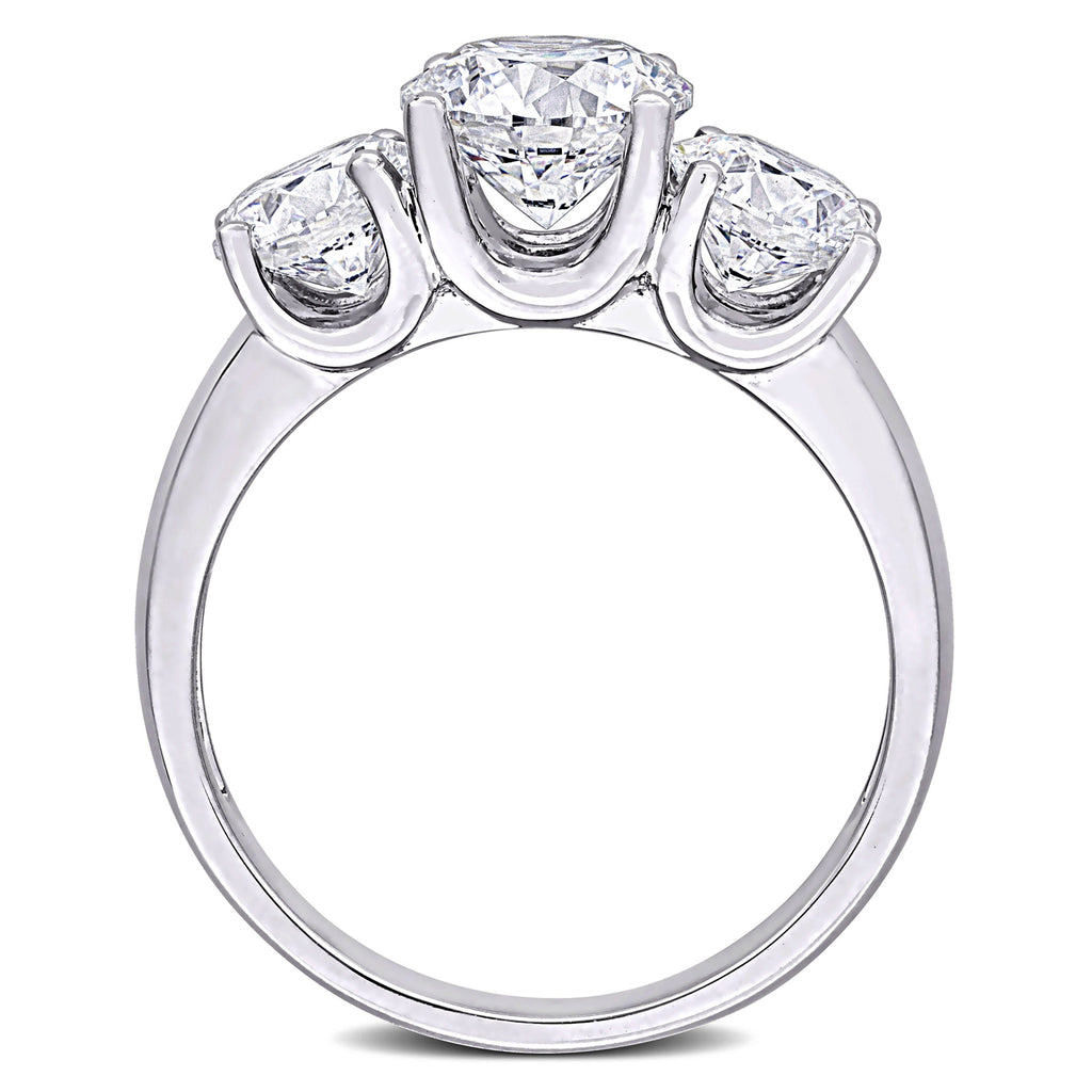 Round Cut Lab Grown Diamond 3-Stone Ring 14K White Gold (3.00ct)