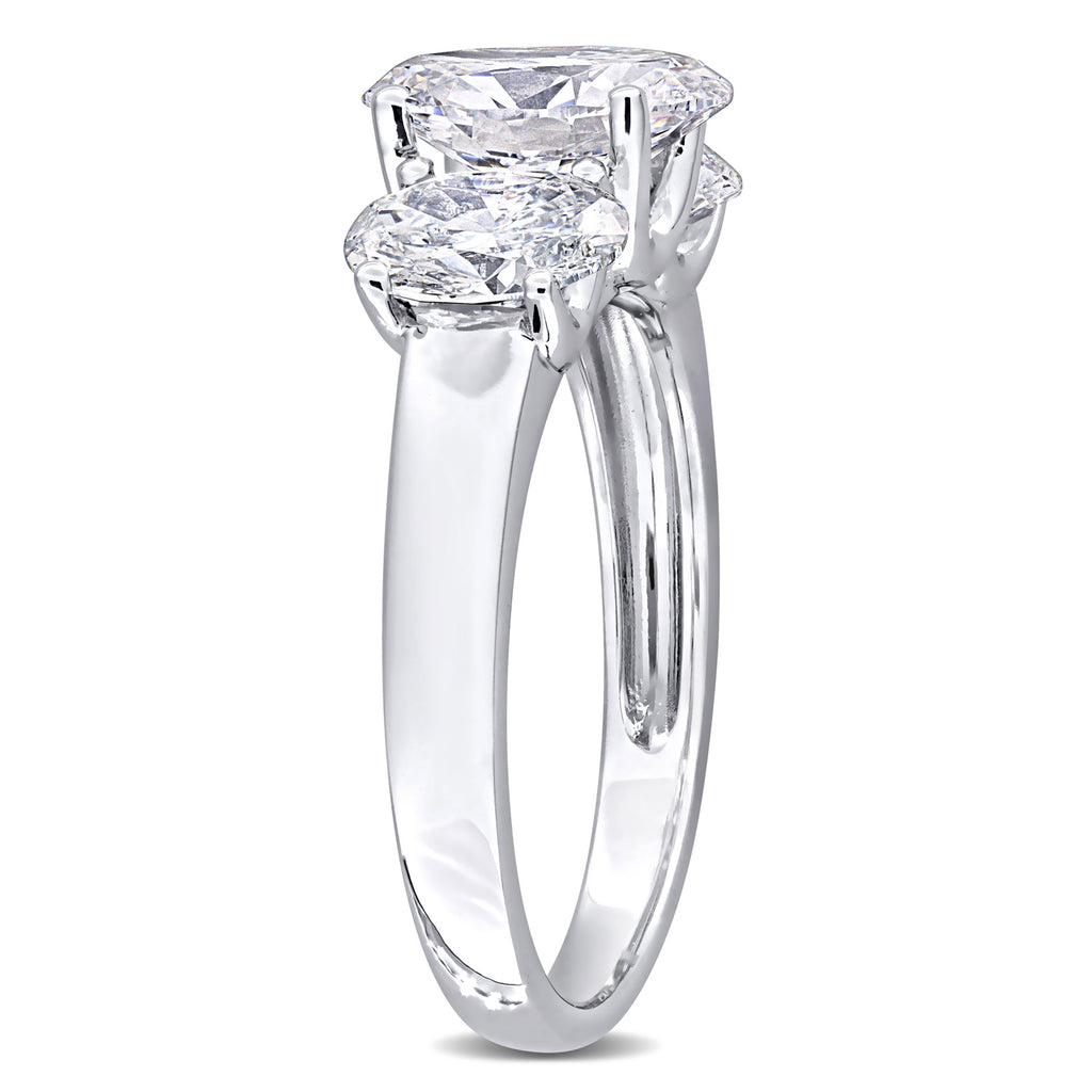 Oval Cut Lab Grown Diamond 3-Stone Ring 14K White Gold (3.00ct)