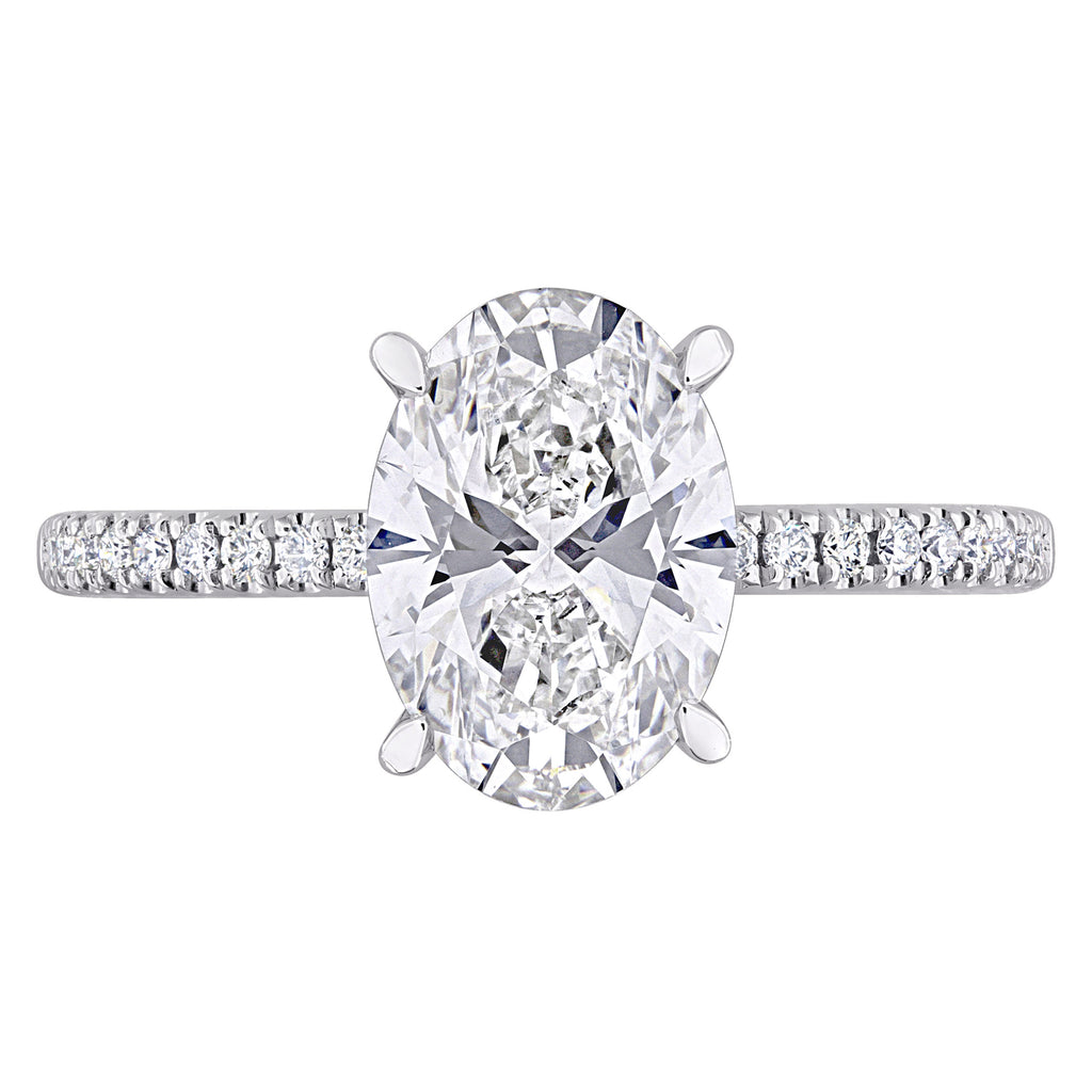 Oval Cut Lab  Diamond Engagement Ring 14K White Gold (2.16ct)