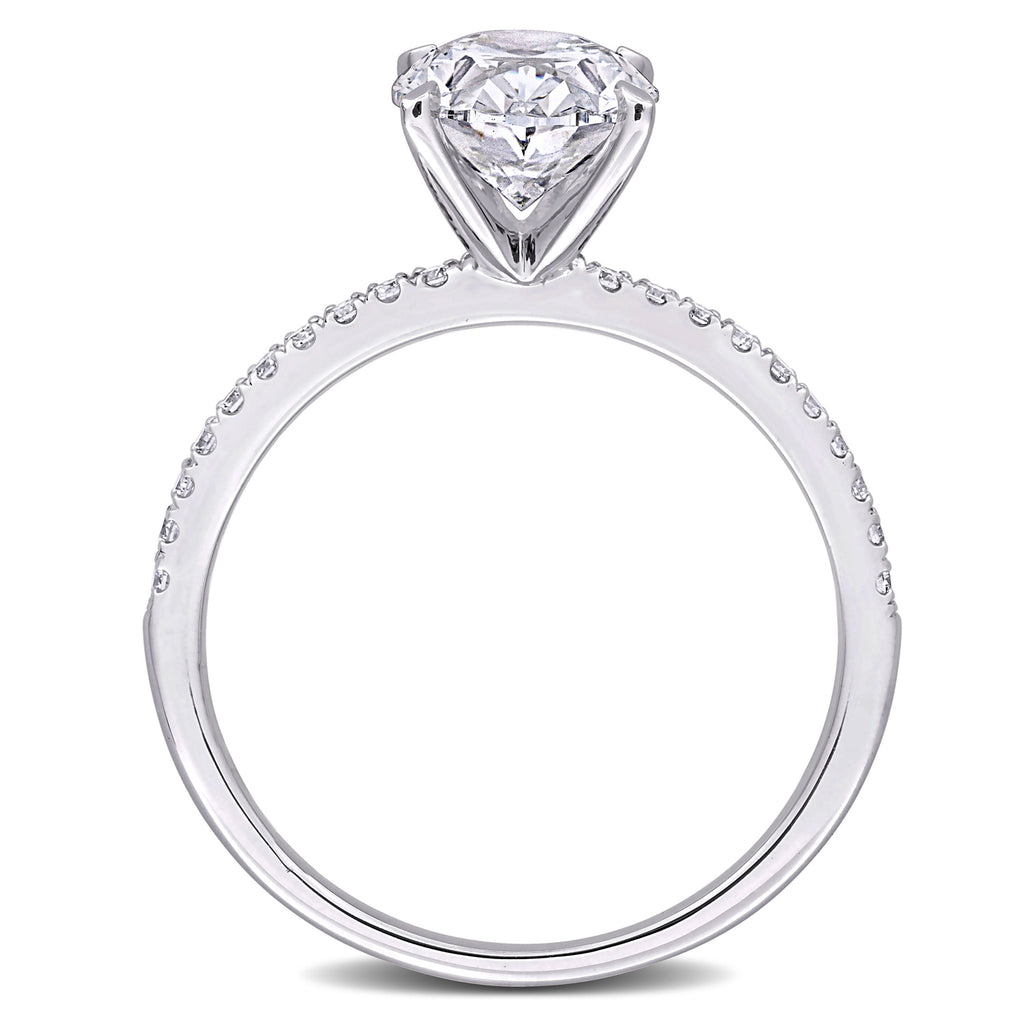 Oval Cut Lab  Diamond Engagement Ring 14K White Gold (2.16ct)