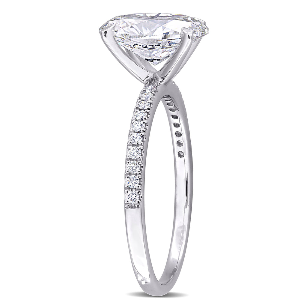 Oval Cut Lab  Diamond Engagement Ring 14K White Gold (2.16ct)
