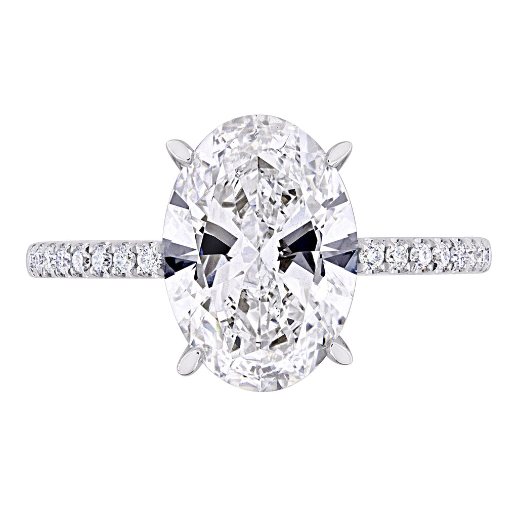 Oval Cut Lab  Diamond Engagement Ring 14K White Gold (3.16ct)