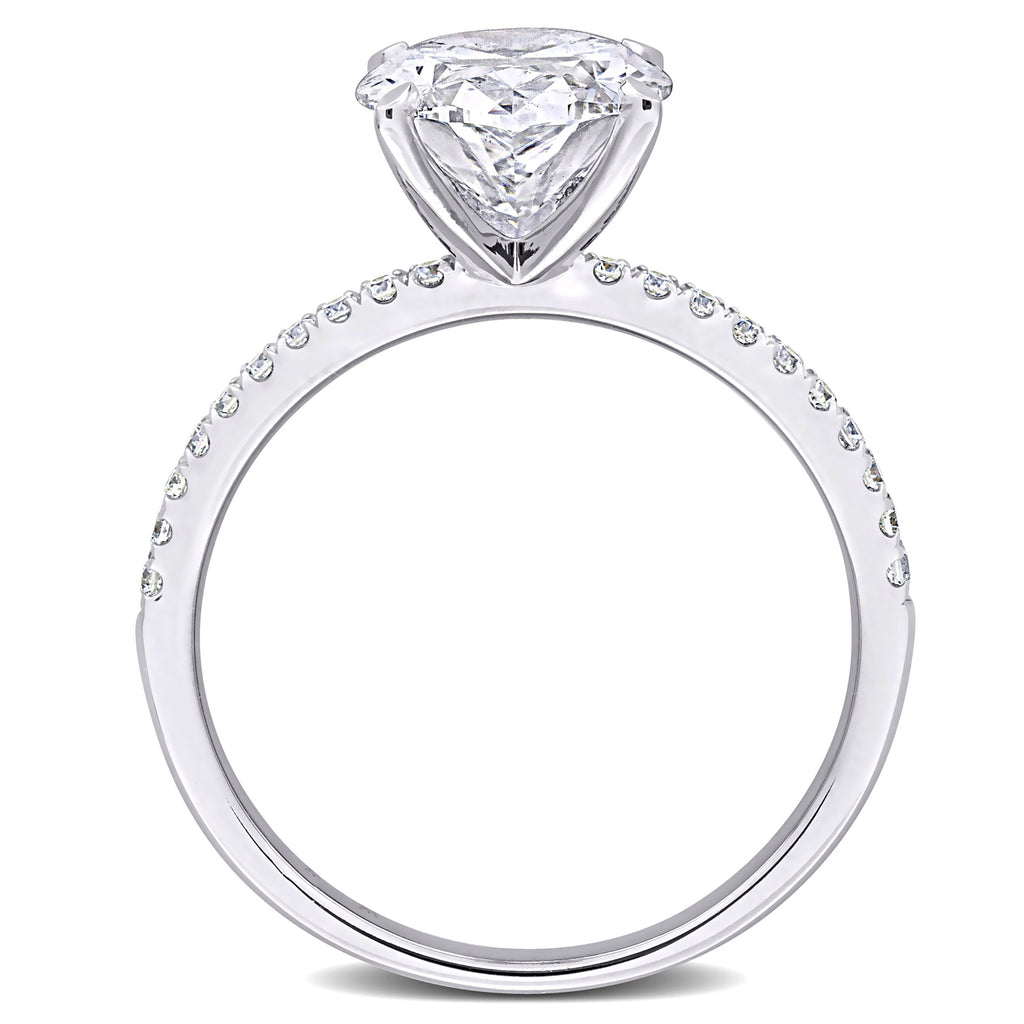 Oval Cut Lab  Diamond Engagement Ring 14K White Gold (3.16ct)