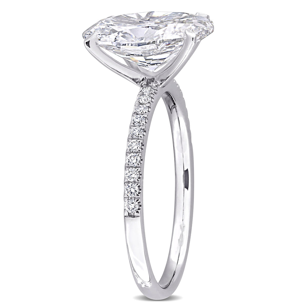 Oval Cut Lab  Diamond Engagement Ring 14K White Gold (3.16ct)