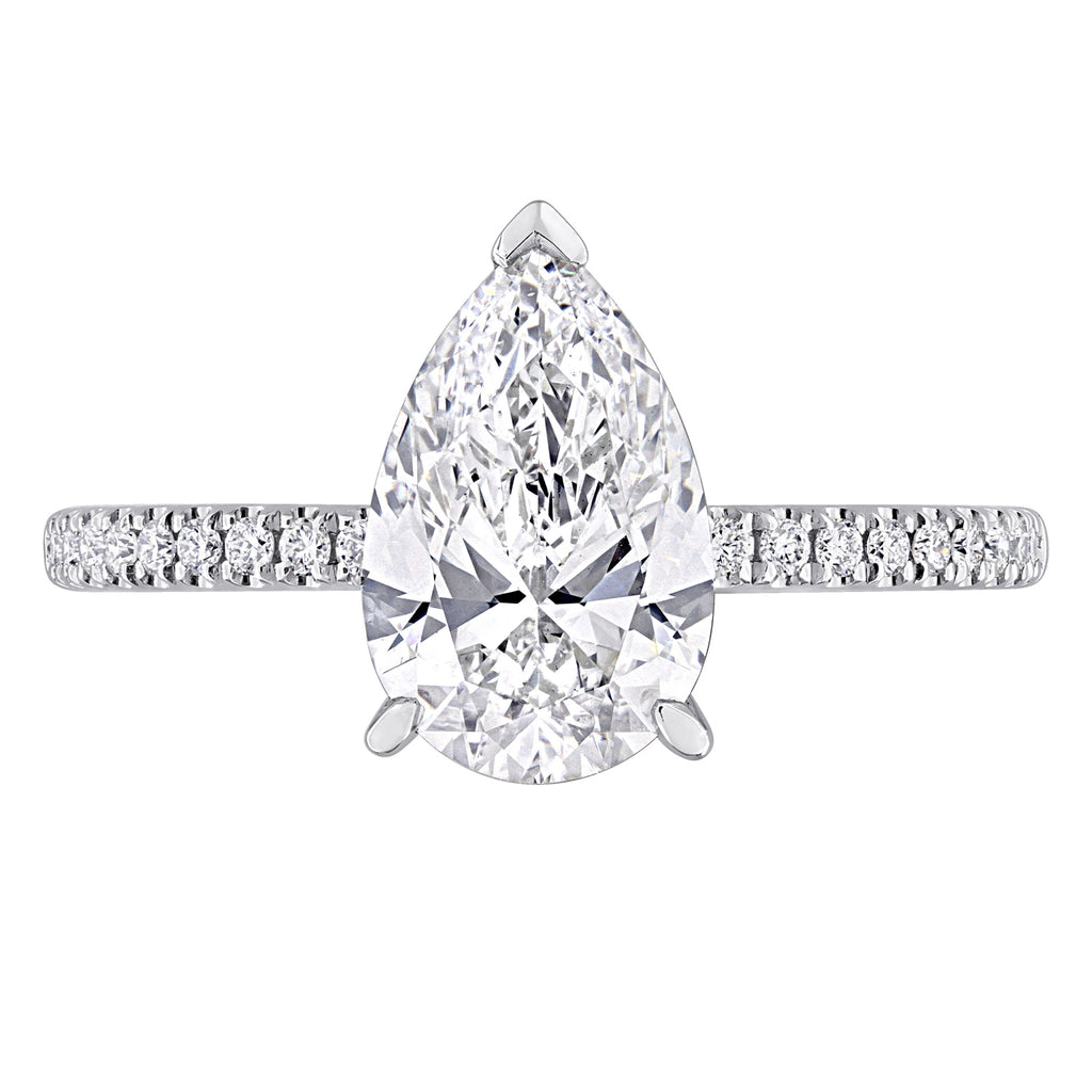 Pear Cut Lab  Diamond Engagement Ring 14K White Gold (2.16ct)