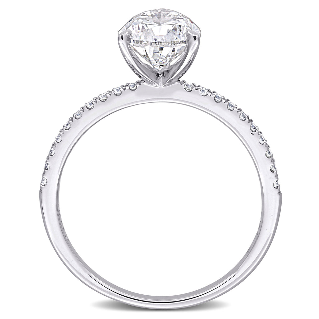 Pear Cut Lab  Diamond Engagement Ring 14K White Gold (2.16ct)