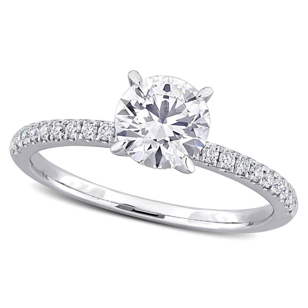 Round Cut Lab Grown Diamond Engagement Ring 14K White Gold (1.16ct)
