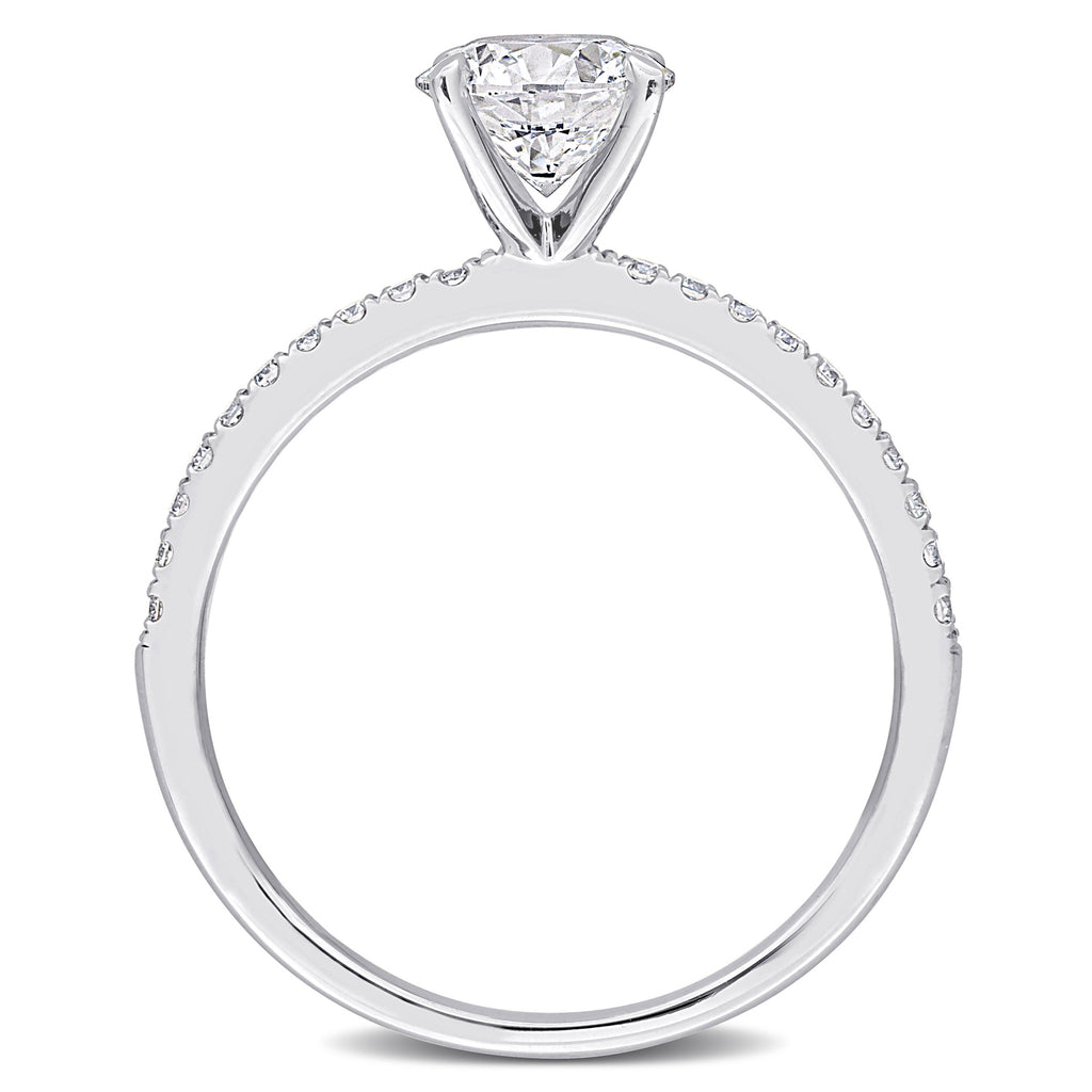 Round Cut Lab Grown Diamond Engagement Ring 14K White Gold (1.16ct)