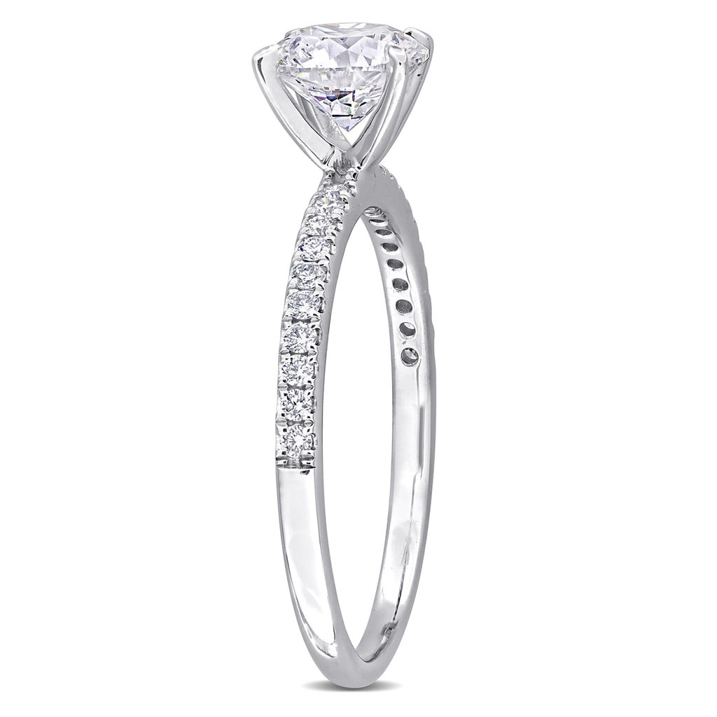Round Cut Lab Grown Diamond Engagement Ring 14K White Gold (1.16ct)