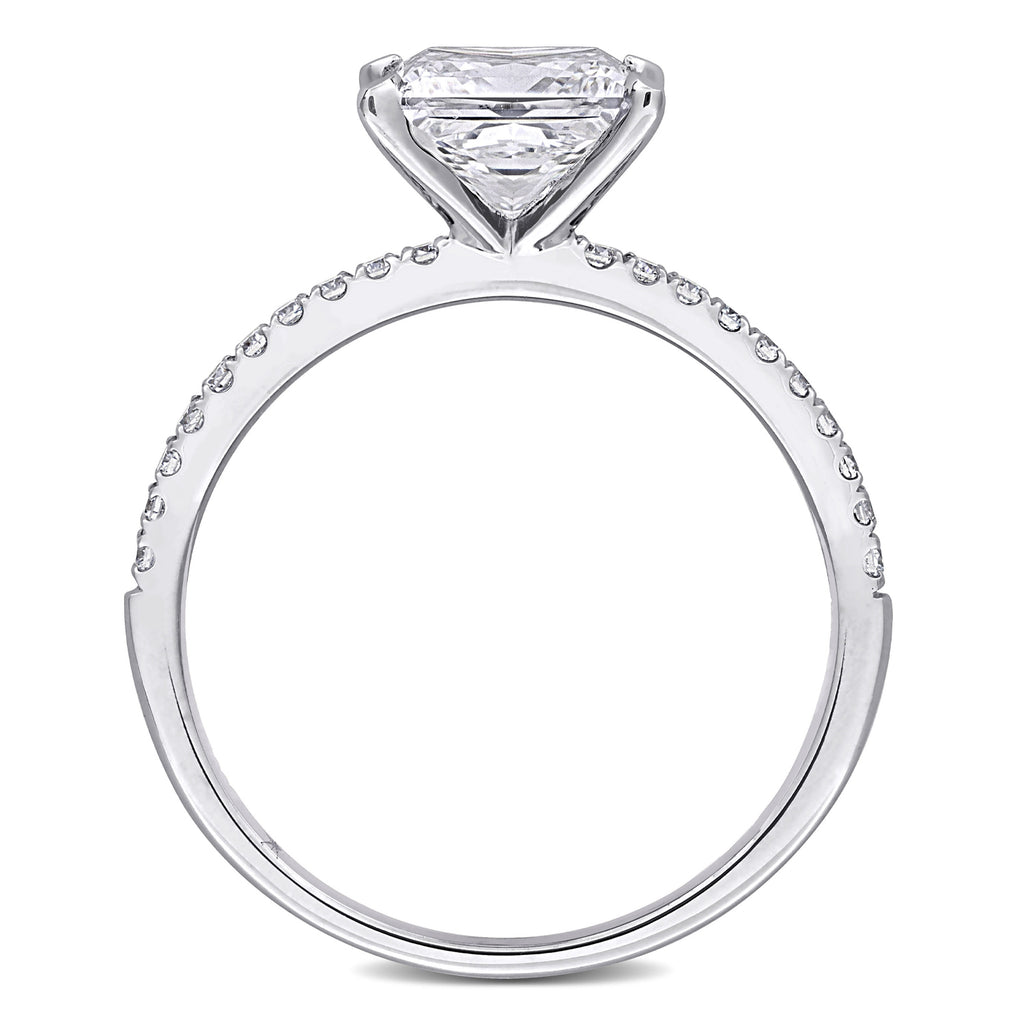 Princess Cut Lab  Diamond Engagement Ring 14K White Gold (2.16ct)