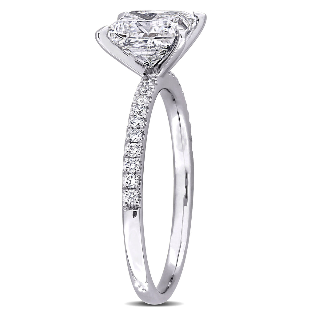 Princess Cut Lab  Diamond Engagement Ring 14K White Gold (2.16ct)