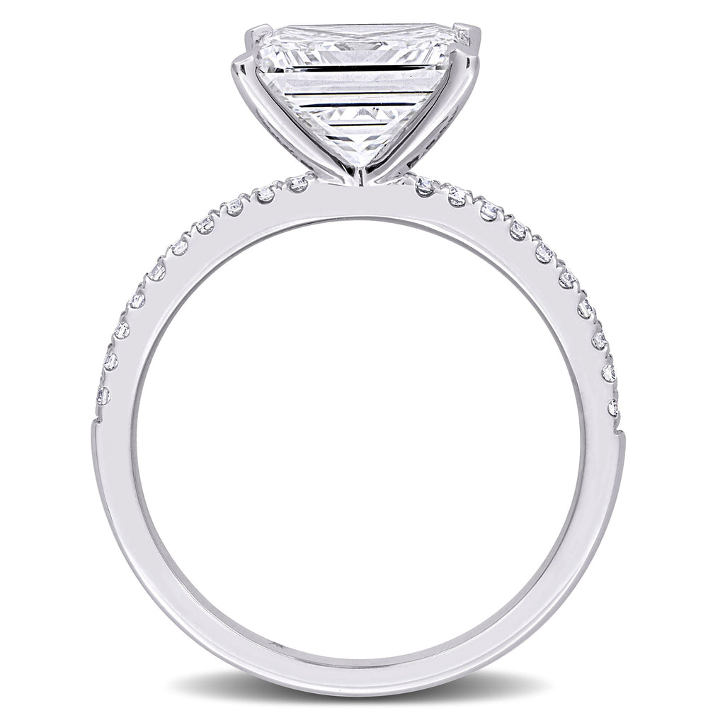 Princess Cut Lab  Diamond Engagement Ring 14K White Gold (3.16ct)