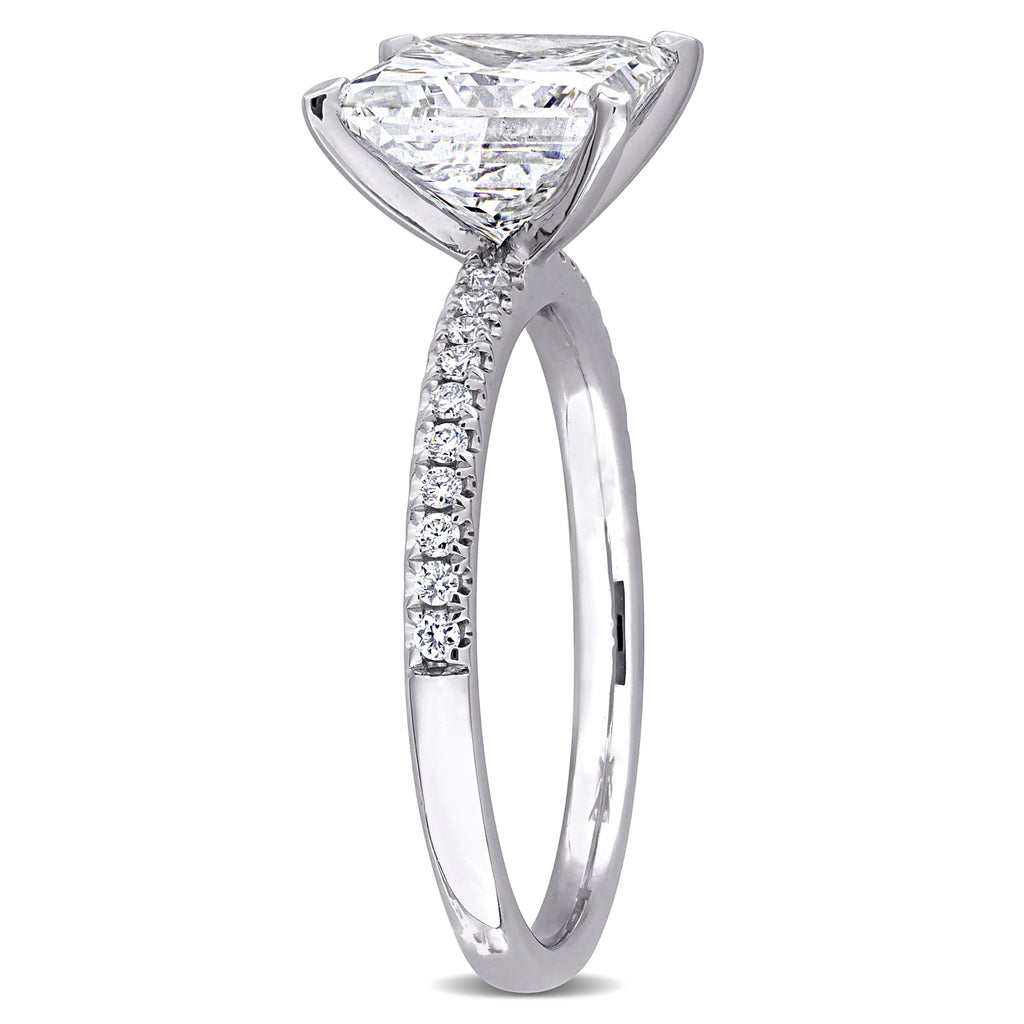 Princess Cut Lab  Diamond Engagement Ring 14K White Gold (3.16ct)