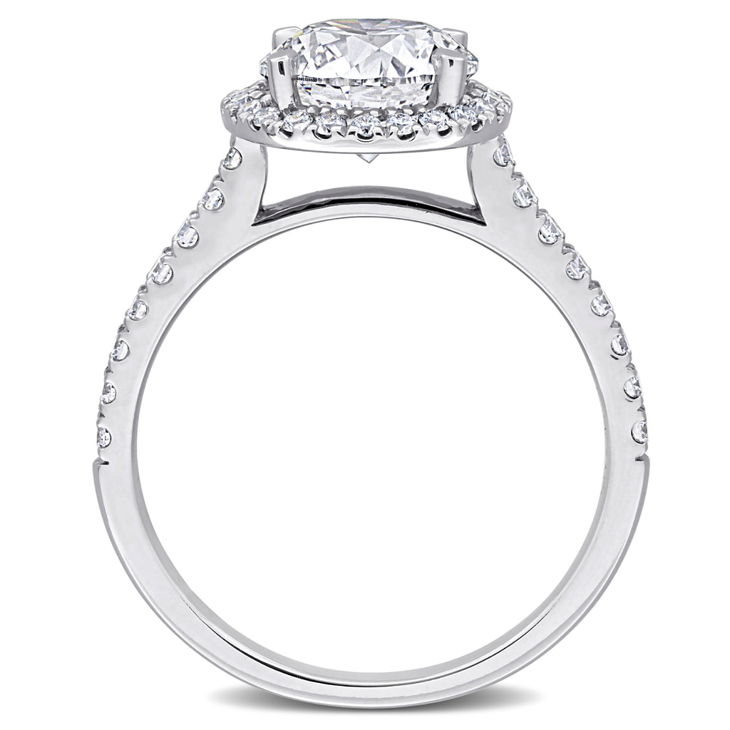 Round Cut Lab Grown Diamond Halo Engagement Ring 14K White Gold (2.41ct)