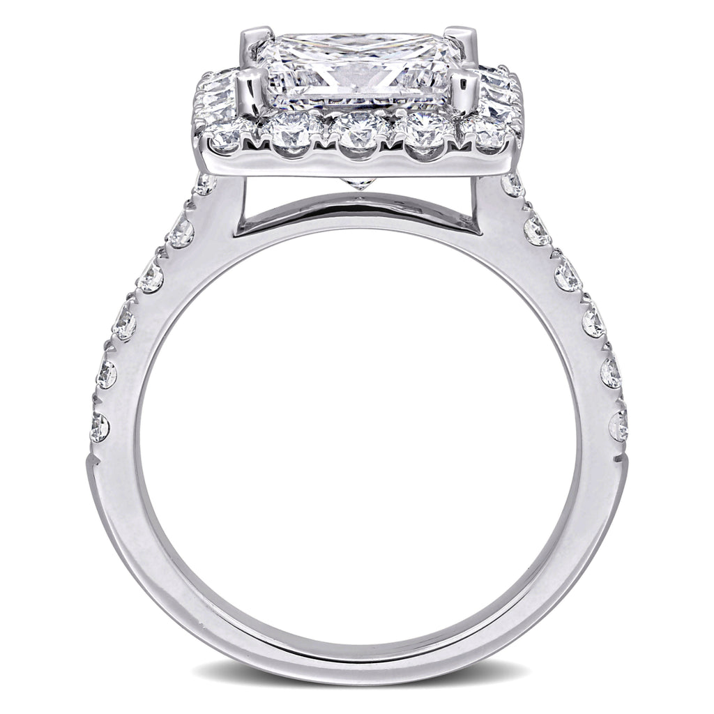 Princess Cut Lab  Diamond Engagement Ring 14K White Gold (4.30ct)