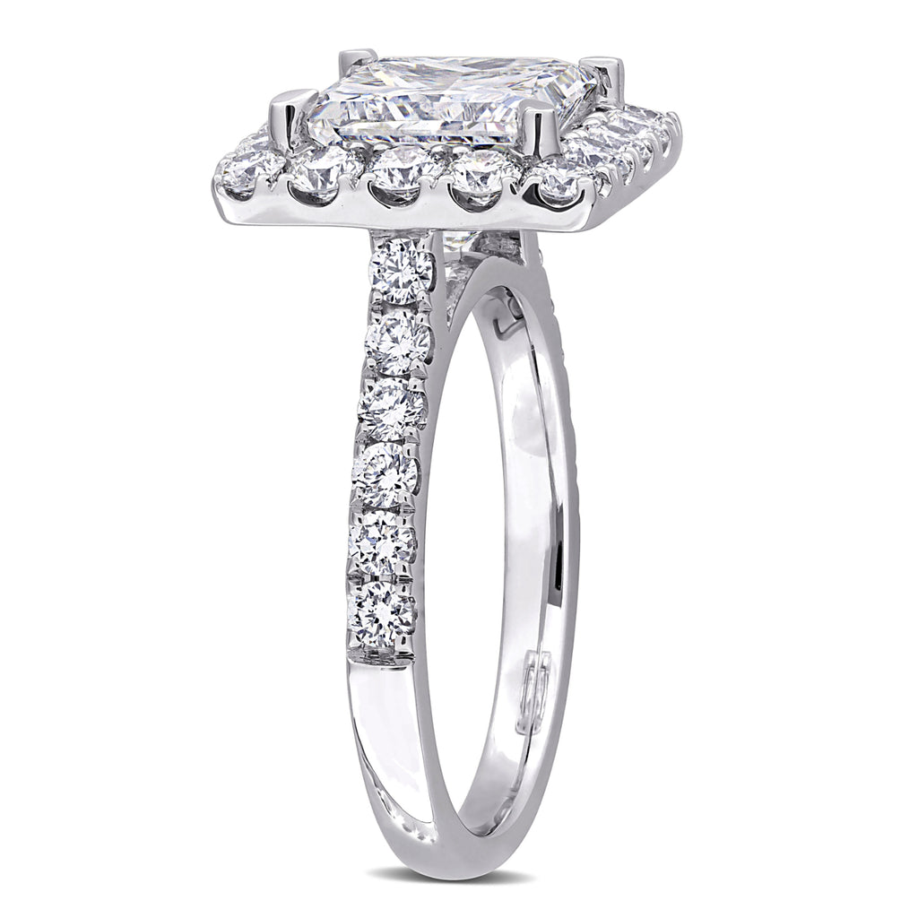 Princess Cut Lab  Diamond Engagement Ring 14K White Gold (4.30ct)