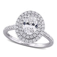 Oval Cut Lab  Diamond Double Halo Ring 14K White Gold (1.51ct)