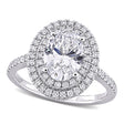 Oval Cut Lab  Diamond Double Halo Ring 14K White Gold (2.53ct)