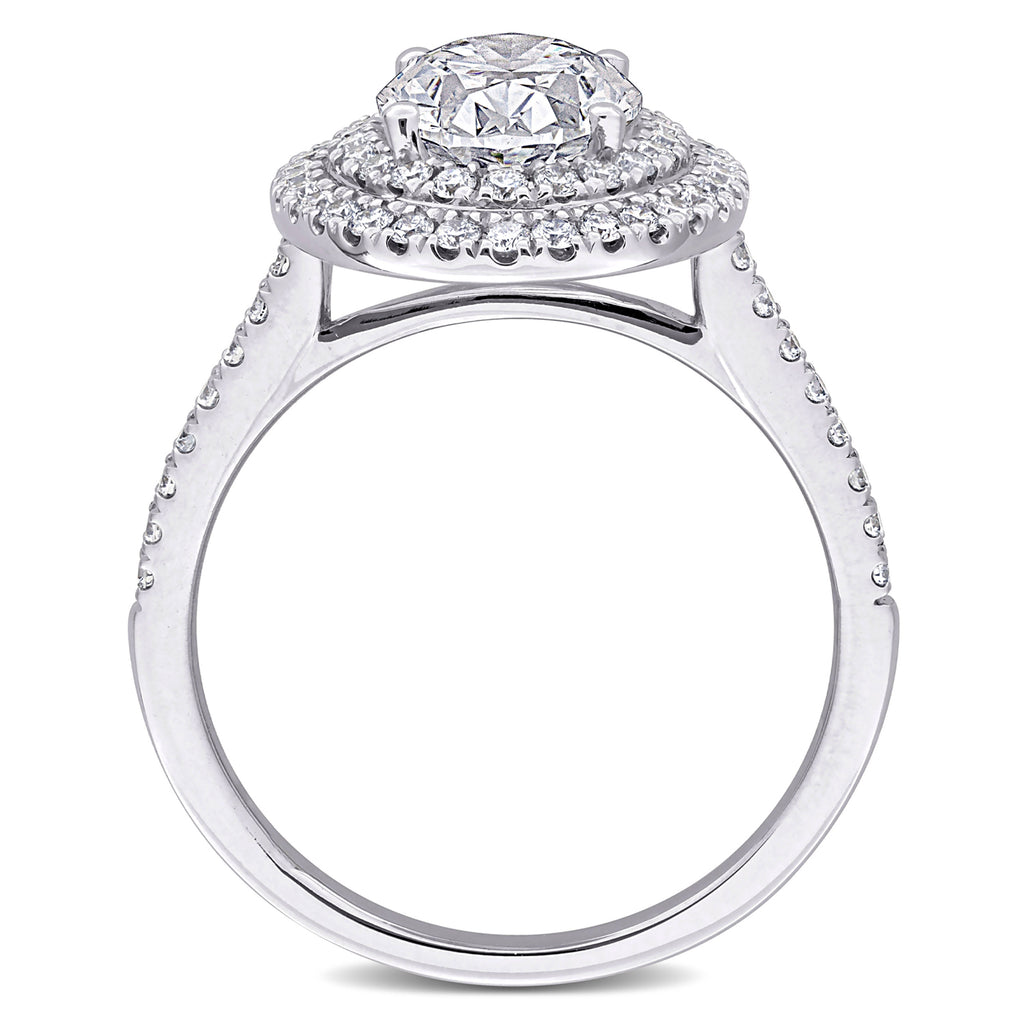Oval Cut Lab  Diamond Double Halo Ring 14K White Gold (2.53ct)