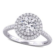Round Cut Lab Grown Diamond Double Halo Ring 14K White Gold (1.46ct)