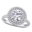 Round Cut Lab  Diamond Double Halo Ring 14K White Gold (2.52ct)