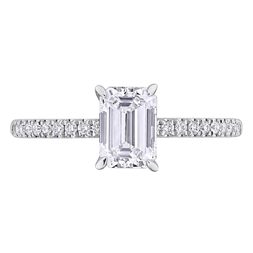 Emerald Cut Lab  Diamond Engagement Ring 14K White Gold (1.16ct)