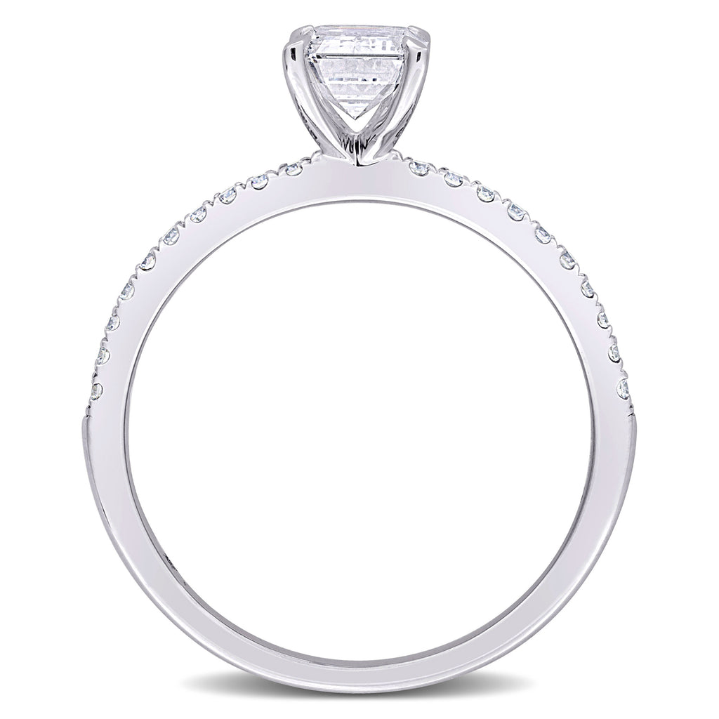 Emerald Cut Lab  Diamond Engagement Ring 14K White Gold (1.16ct)