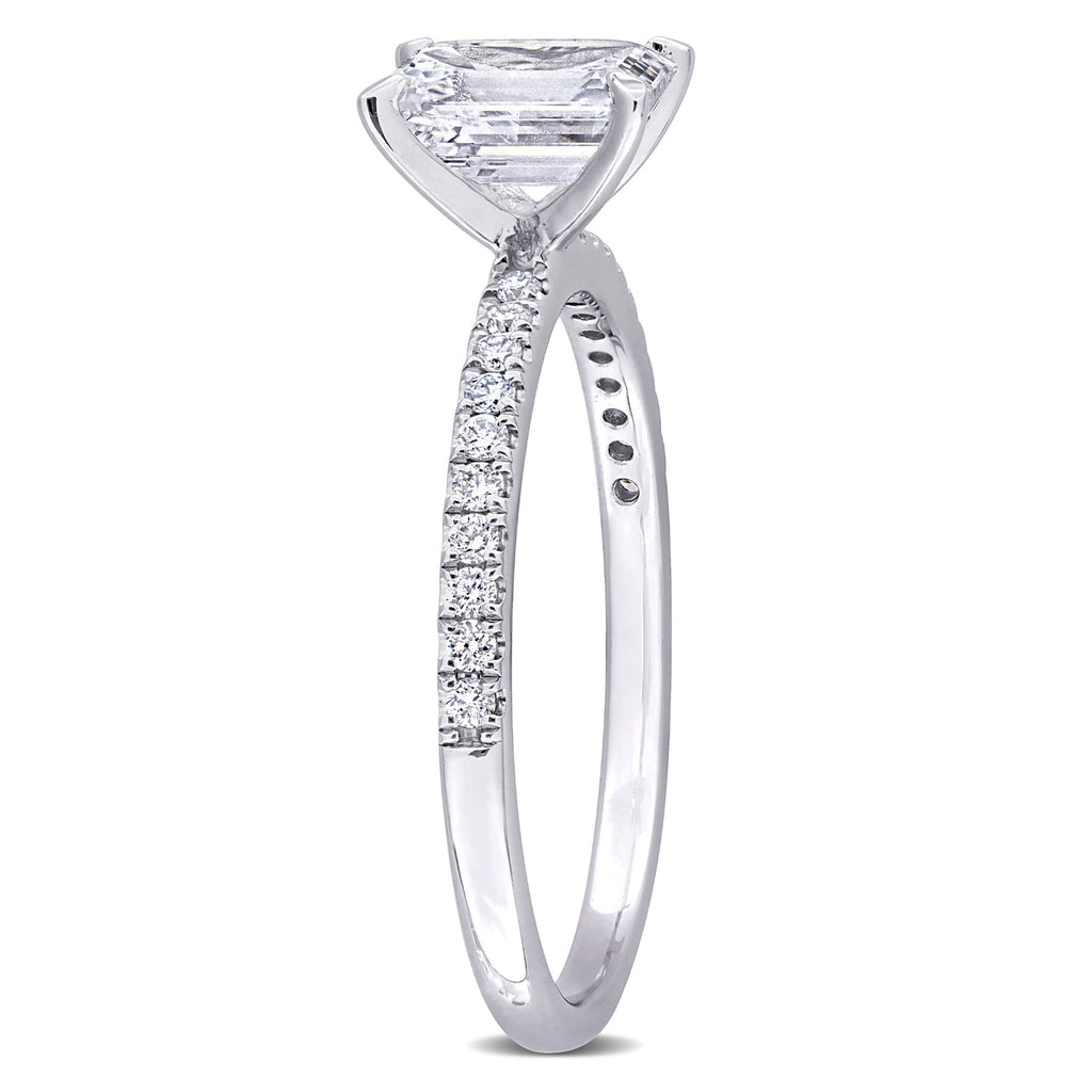 Emerald Cut Lab  Diamond Engagement Ring 14K White Gold (1.16ct)