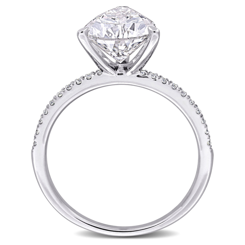Pear Cut Lab  Diamond Engagement Ring 14K White Gold (3.16ct)