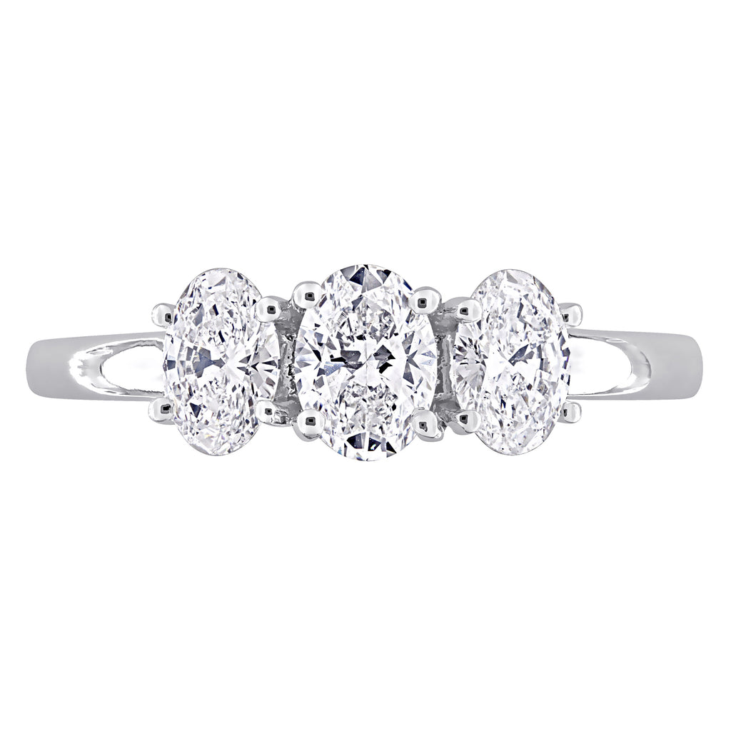 Oval Cut Lab Grown Diamond 3-Stone Ring 14K White Gold (1.00ct)