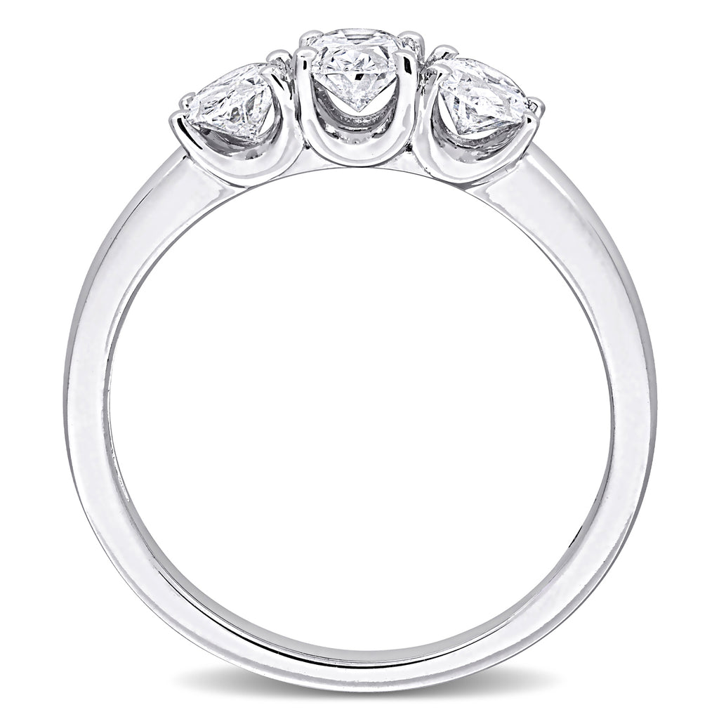 Oval Cut Lab Grown Diamond 3-Stone Ring 14K White Gold (1.00ct)