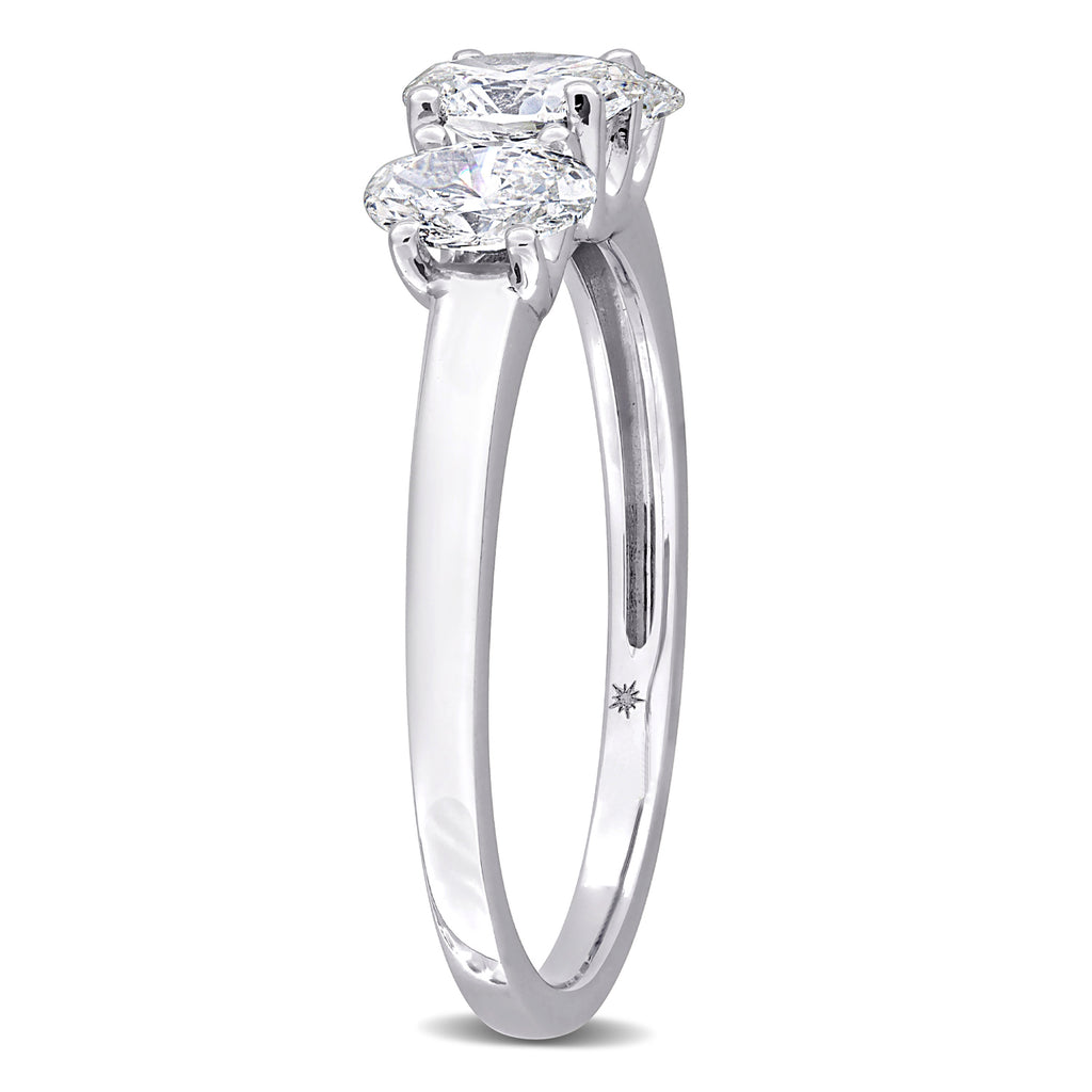 Oval Cut Lab Grown Diamond 3-Stone Ring 14K White Gold (1.00ct)