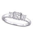 Princess Cut Lab  Diamond 3-Stone Ring 14K White Gold (1.00ct)