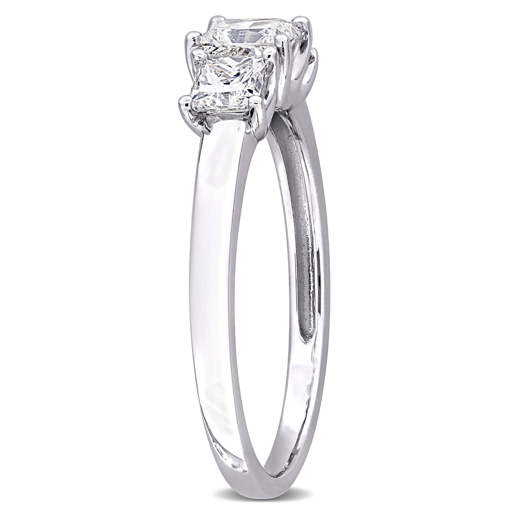 Princess Cut Lab Grown Diamond 3-Stone Ring 14K White Gold (1.00ct)