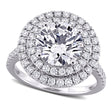 Round Cut Lab  Diamond Double Halo Ring 14K White Gold (3.89ct)