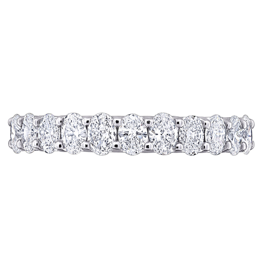 Oval Cut Lab  Diamond Semi-Eternity Ring 14K White Gold (0.99ct)