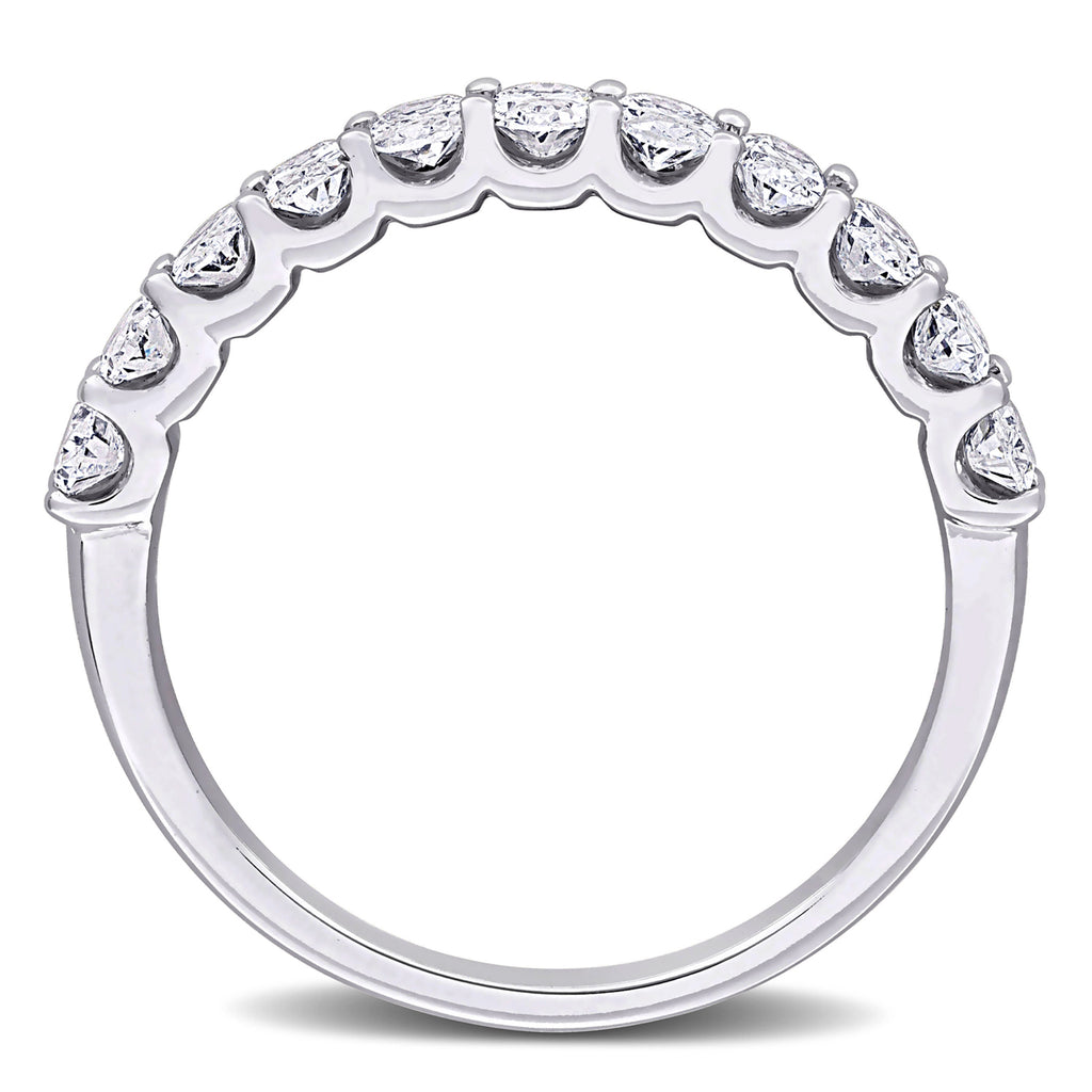 Oval Cut Lab  Diamond Semi-Eternity Ring 14K White Gold (0.99ct)