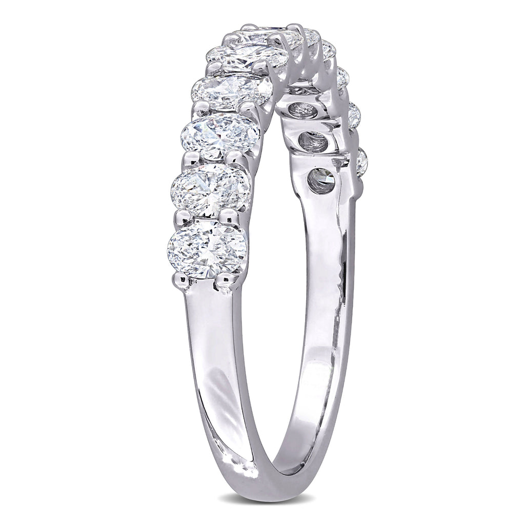 Oval Cut Lab  Diamond Semi-Eternity Ring 14K White Gold (0.99ct)