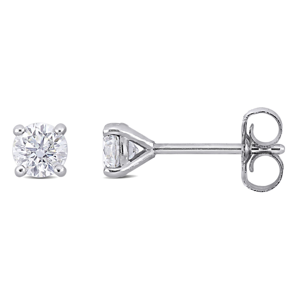 Round Cut Lab Grown Diamond Stud Earrings 14k White Gold (0.50ct)