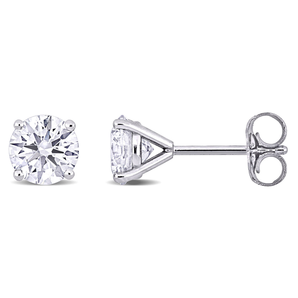 Round Cut Lab Grown Diamond Stud Earrings 14k White Gold (1.50ct)