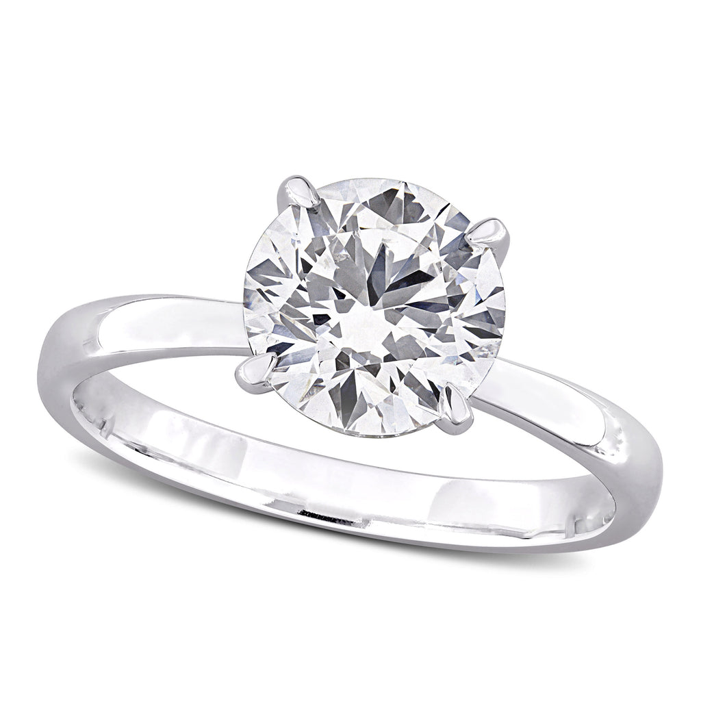 Round Cut Lab Grown Diamond Solitaire Ring 14K White Gold (3.12ct)