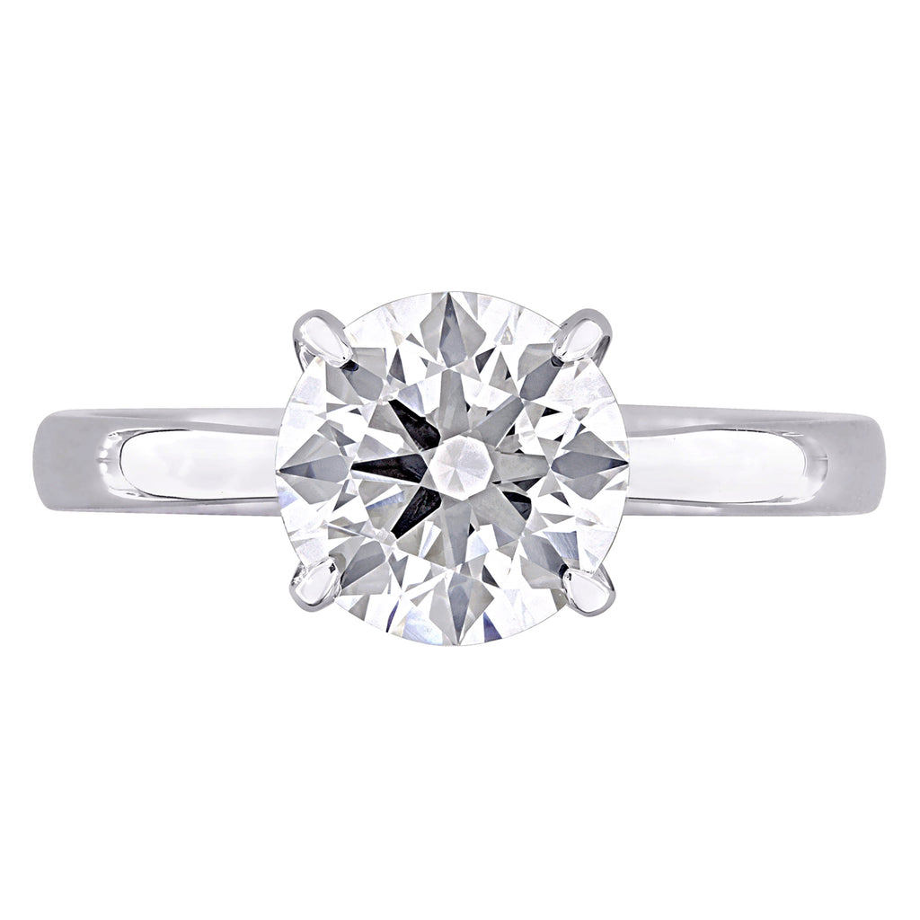 Round Cut Lab Grown Diamond Solitaire Ring 14K White Gold (3.12ct)