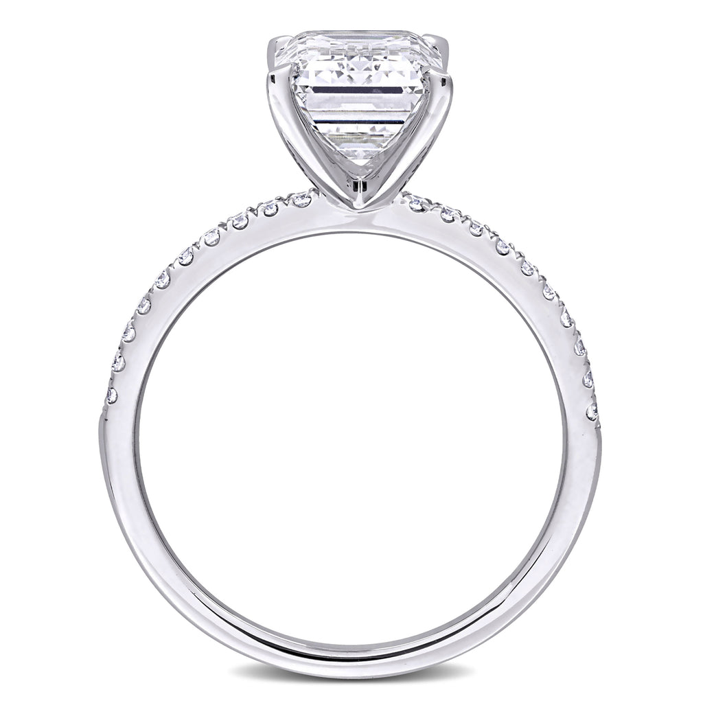 Emerald Cut Lab  Diamond Engagement Ring 14K White Gold (3.11ct)