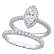Marquise Cut Lab Grown Diamond Halo Bridal Set 14K White Gold (1.84ct)