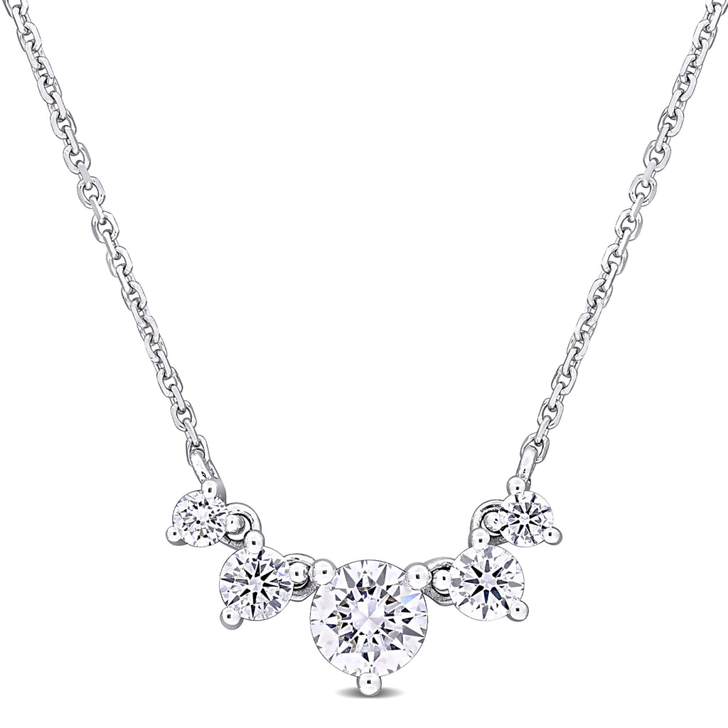 Round Cut Lab Grown Diamond 5-Stone Necklace 14K White Gold (0.64ct)