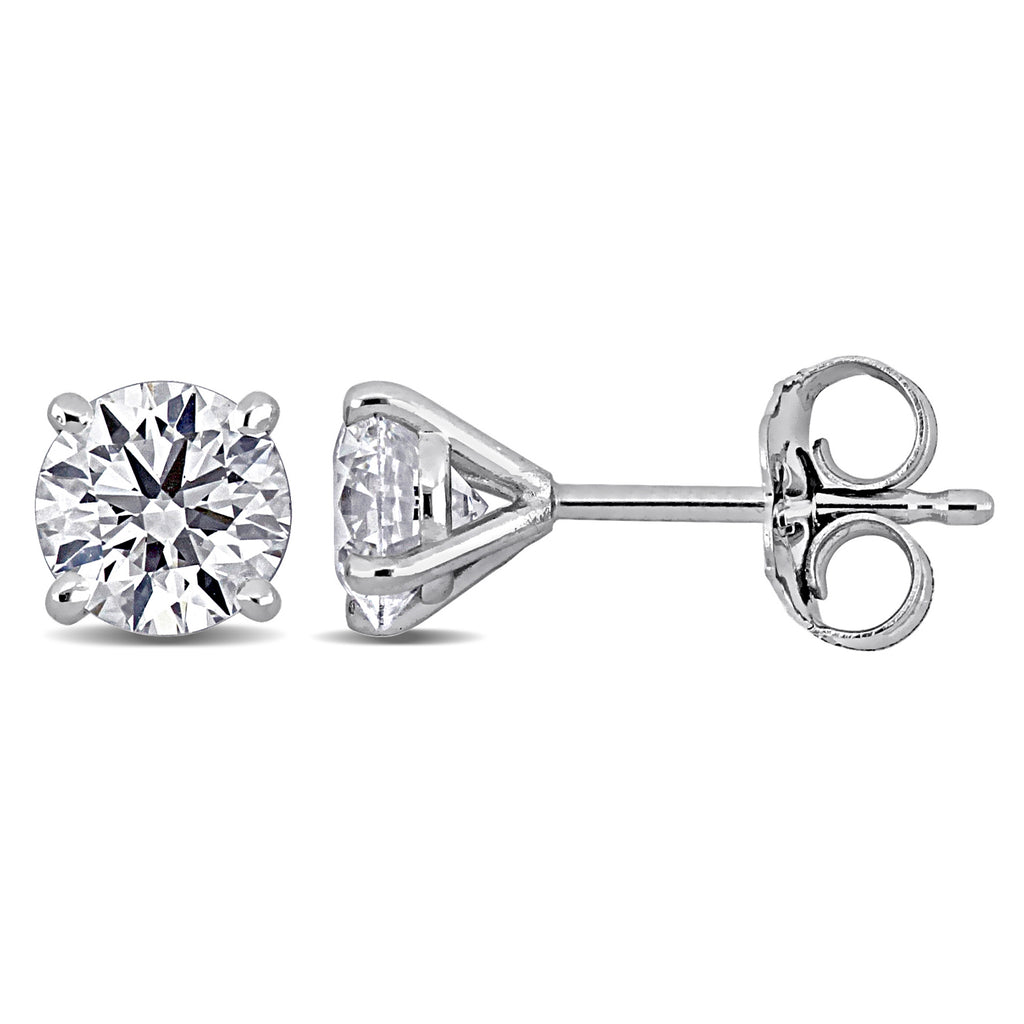 Round Cut Lab Grown Diamond Stud Earrings 14k White Gold (1.00ct)