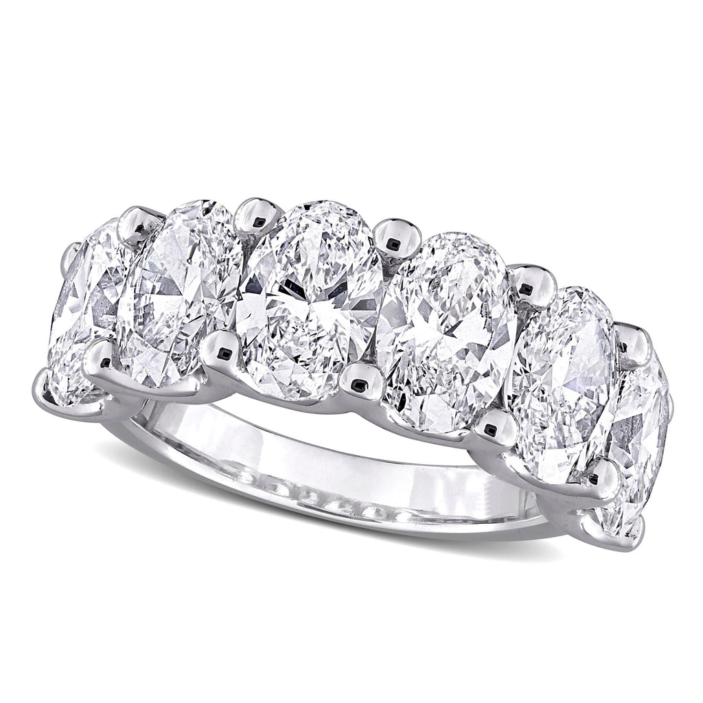 Oval Cut Lab Grown Diamond Semi-Eternity Ring 14K White Gold (6.00ct)