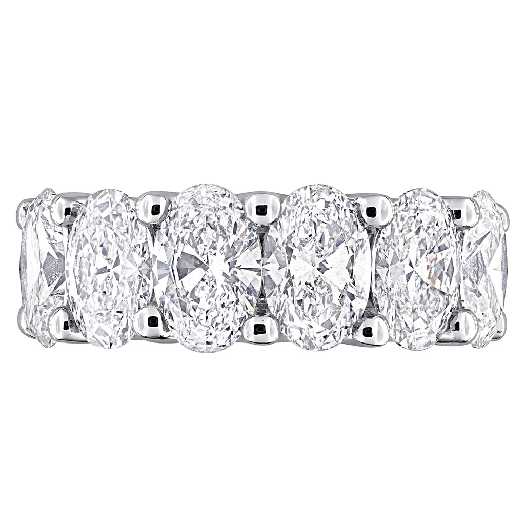 Oval Cut Lab Grown Diamond Semi-Eternity Ring 14K White Gold (6.00ct)
