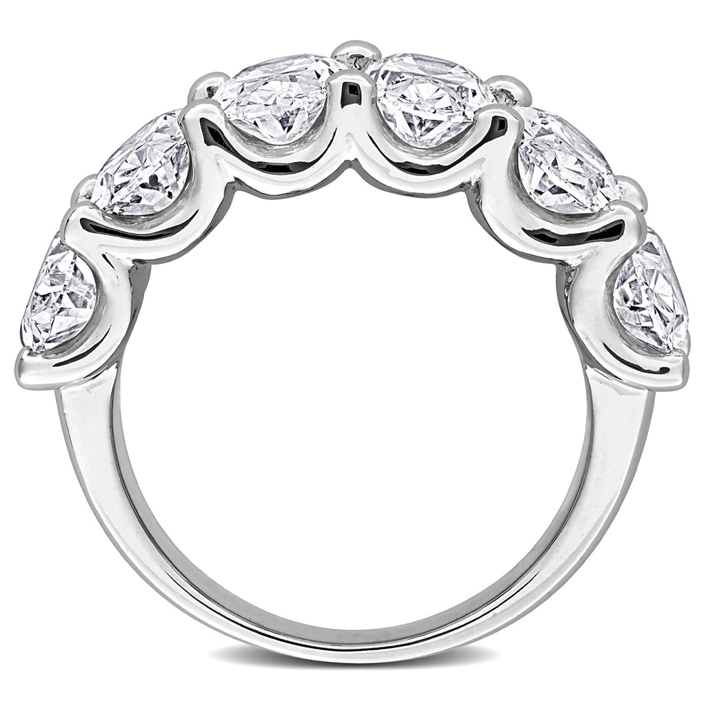 Oval Cut Lab Grown Diamond Semi-Eternity Ring 14K White Gold (6.00ct)