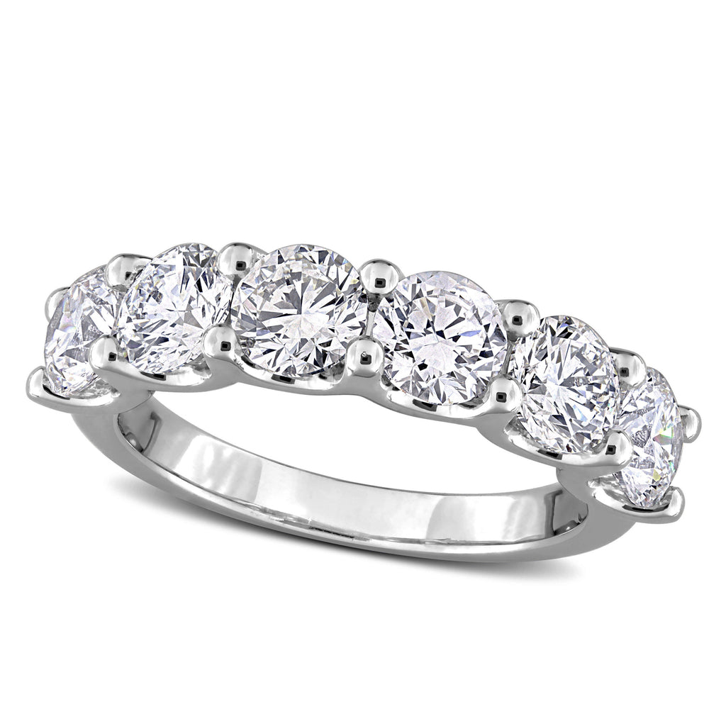 Round Cut Lab Grown Diamond Semi-Eternity Ring 14K White Gold (3.00ct)